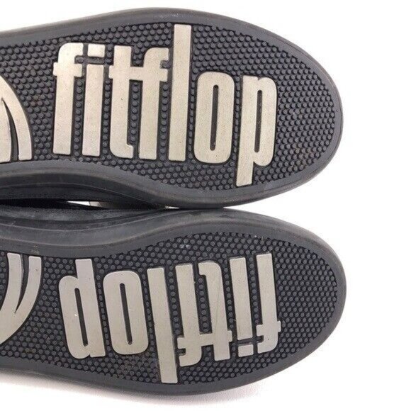 FitFlop Rally Pewter Leopard Leather Sneakers 9 - Picture 11 of 12